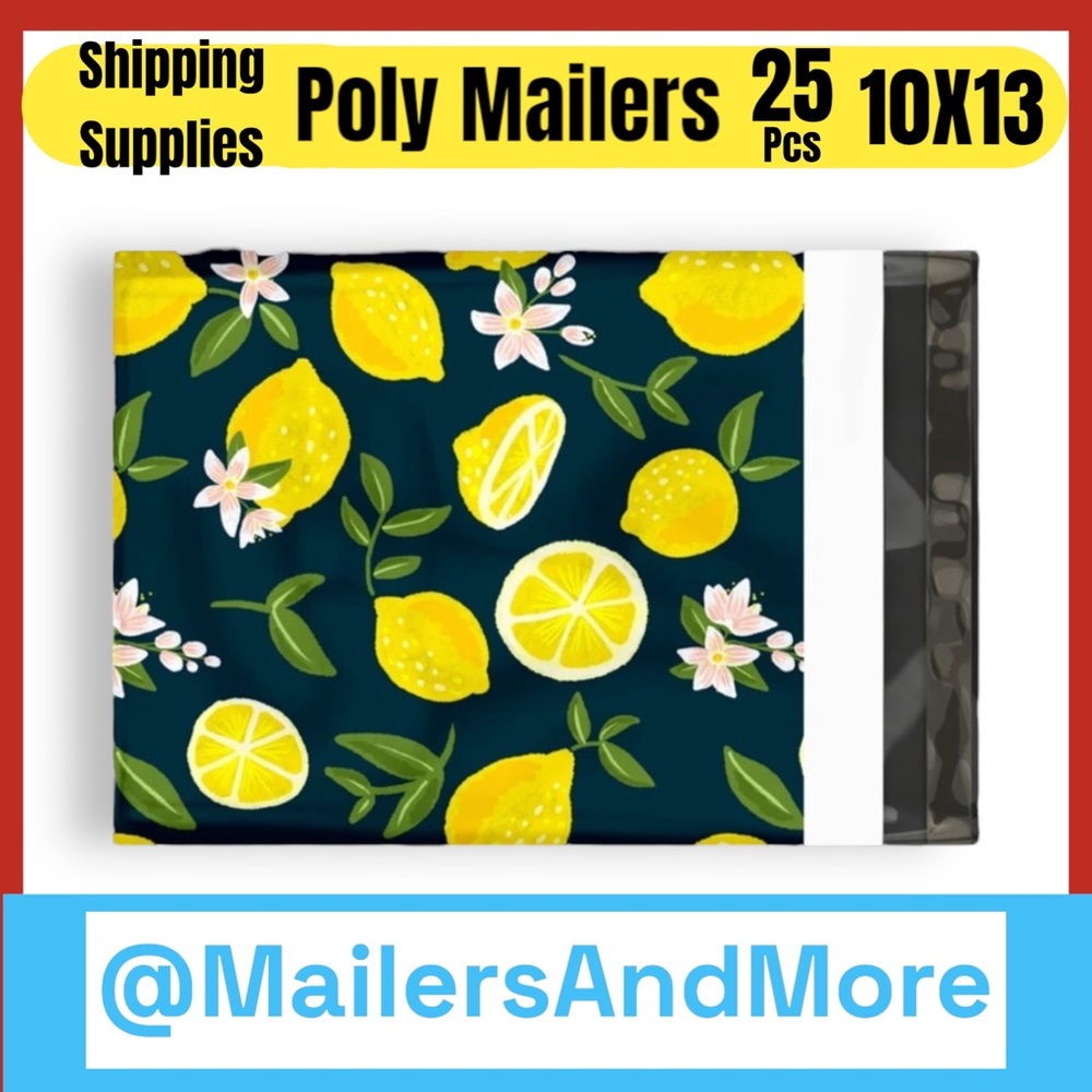 25 10X13 Poly Mailers Lemon and Blossoms Shipping Envelopes Bags PRICE IS FIRM - Picture 7 of 15